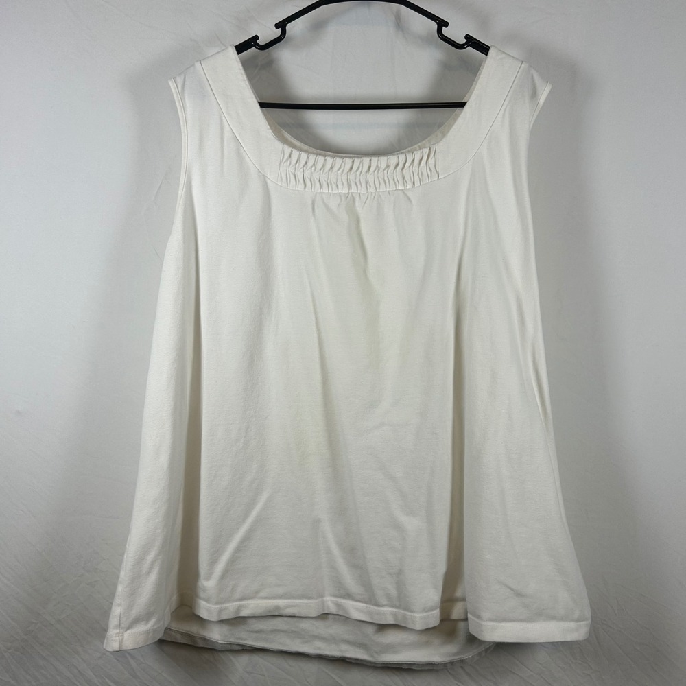 Croft & Barrow Womens 3X White Square Neck Sleeveless Tank Top Stretch Cotton